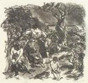 Swimming At Lake Tegel (tegeler Feibad) (h. 29) by Max Beckmann