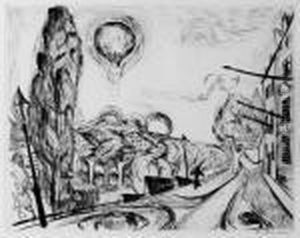 Landscape With Balloon by Max Beckmann