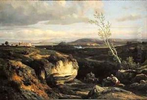 Italian Landscape by Francois-Antoine-Leon Fleury