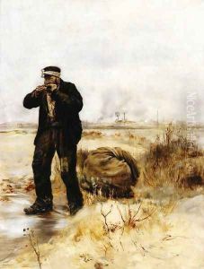A Ragman Lighting His Pipe by Jean-Francois Raffaelli