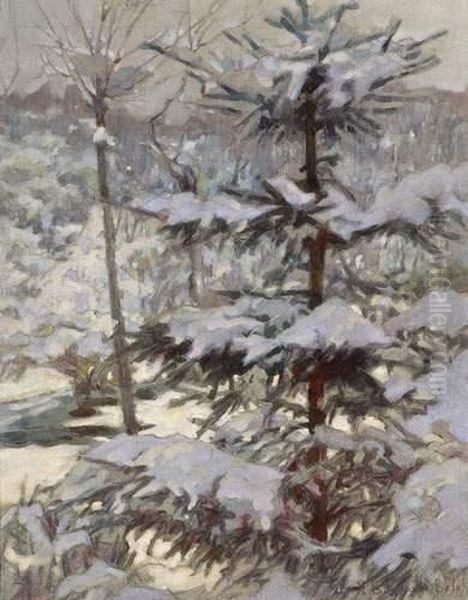 Foret De Sapins Sous La Neige, Lumiere Du Matin, Circa 1935 - view 1