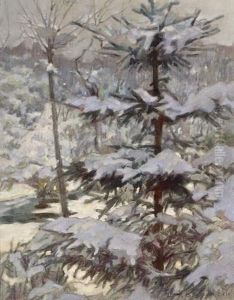 Foret De Sapins Sous La Neige, Lumiere Du Matin, Circa 1935 by Nikolai Petrovich Bogdanov-Belsky