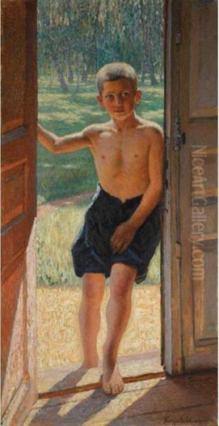 Young Boy In A Doorway - view 1