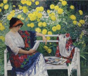 Reading In The Garden by Nikolai Petrovich Bogdanov-Belsky