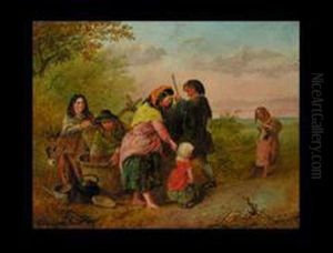 Die Rast Der Familie Mit Esel by Richard Parkes Bonington