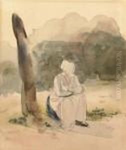 Une Femme Assise Dans Un Paysage