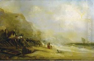 Figures On The Beach by Richard Parkes Bonington