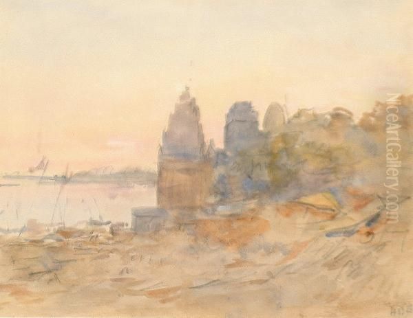 River Landscape With Initials 'hhb' (lower Right) - view 1
