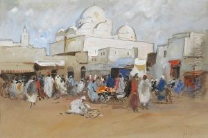 A View Of A Mosque, Place Bab-souika, Tunis