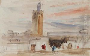 A Tuscan Townscape by Hercules Brabazon Brabazon