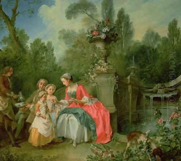 A lady and a gentleman in the Garden with two children 2 - view 1