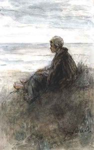 Girl on the dunes by Jozef Israels