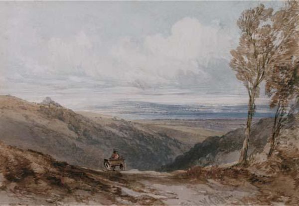 A Traveller On A Rural Track Overlooking An Estuary - view 1