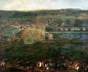 Louis XIV 1638-1715 hunting near the chateau of Fontainebleau