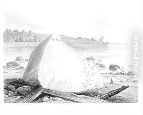 Native American inscriptions on a rock on Lake Erie from Information Respecting the History Condition and Prospects of the Indian Tribes of the United States - view 1