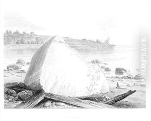 Native American inscriptions on a rock on Lake Erie from Information Respecting the History Condition and Prospects of the Indian Tribes of the United States by Eastman, Captain Seth