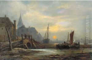 A Dutch River Scene, Evening by John Wilson Carmichael