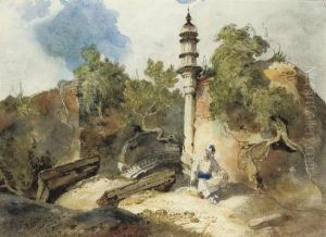 A Bengal Landscape With The Ruins Of A Mosque