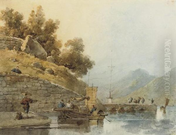 Figures And Sampans By The Ma-kok Temple, Macao - view 1
