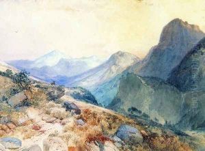 A Deer in a Mountain Landscape by Thomas Moran
