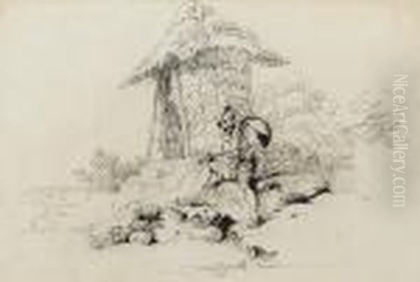 A Seated Chowkidar At A Watchtower - view 1