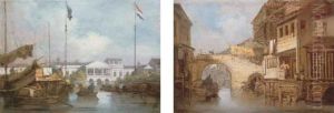 The British And Dutch Factories At Canton; And Canal And Bridge At Honam, Canton