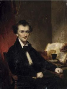 Portrait Of A Gentleman, Seated Small Three-quarter Length, At Adesk