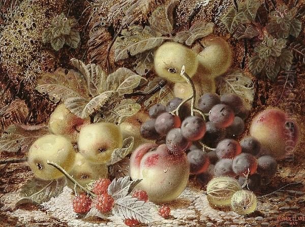 Still Life Of Fruit On A Mossy Bank - view 1