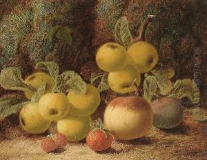 Still Life Of Fruit On A Mossy Bank by Oliver Clare