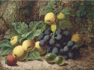 Still Life Of Grapes, Apples, Gooseberries And A Strawberry
