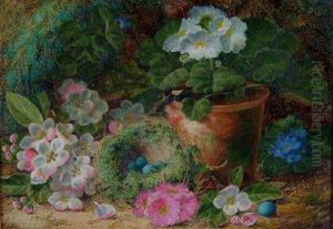 A Primose In A Terracotta Pot by Oliver Clare
