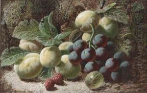 Grapes, Greengages, Raspberries,
And A Gooseberry, On A Mossy Bank;and Plums, Whitecurrants, A Peach And
A Strawberry, On A Mossybank Grapes, Greengages, Raspberries,
And A Gooseberry, On A Mossy Bank;and Plums, Whitecurrants, A Peach And
A Strawberry, On A Mossybank