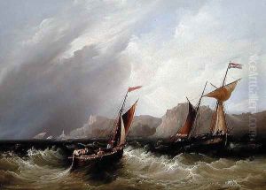 Vessels off a Rocky Coastline