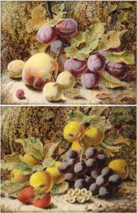 Apples, Grapes And Strawberries; Peach And Plums