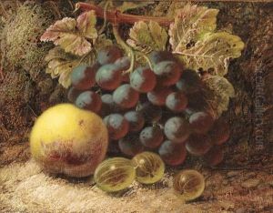 Grapes, Gooseberries, And An Apple, On A Mossy Bank