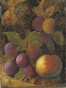 Plums, A Peach And Raspberries Plums, A Peach And Raspberries