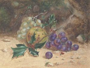 Holly With Berries, Grapes And An Apple On A Forest Floor