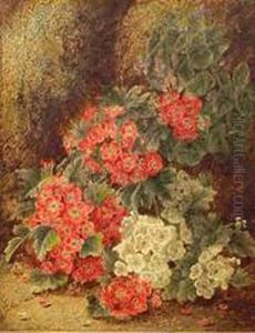 Primulas On A Mossy Bank