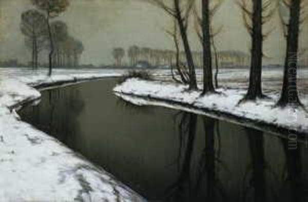 Winter Am Niederrhein. Ol Auf
Leinwand. H 80; B 120 Cm. Provenienz: Privatsammlung, Wien. - view 1