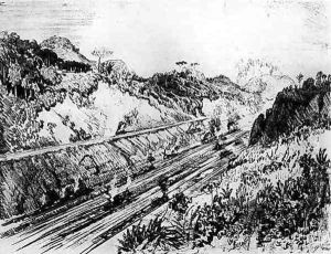 In the Cut at Las Cascades, plate XII from The Panama Canal by Joseph Pennell, 1912 In the Cut at Las Cascades, plate XII from The Panama Canal by Joseph Pennell, 1912
