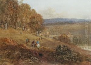 The Hawking Party Approaching Haddon Hall, Derbyshire
