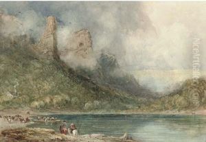 Ferry On The Wye At Longstone, Derbyshire by David I Cox