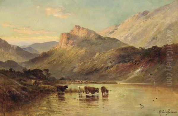 Cattle Watering In A Mountainous Landscape - view 1