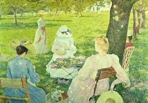 Family In The Orchard by Theo van Rysselberghe