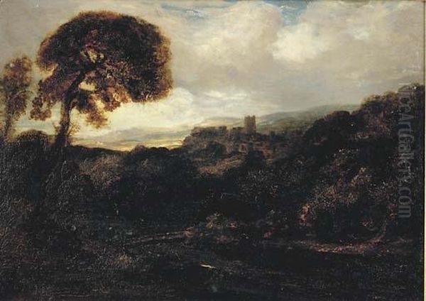 A View Of Richmond, Yorkshire With A Footbridge In The Foreground - view 1
