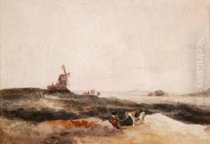 Moorland Scenewith Windmill by Peter de Wint