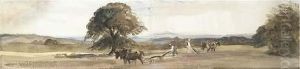 A View Over Tetford From The Bluestone Heath Road,lincolnshire by Peter de Wint