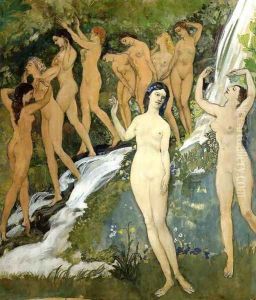 Ten Nudes by a Waterfall by Arthur Bowen Davies