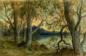 Paysage Lacustre Boise
Aquarelle Gouachee Sur Trait De Crayon Noir by Gustave Dore