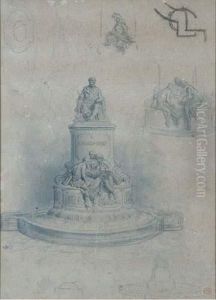 Projet De Monument A Alexandre Dumas, Circa 1882.